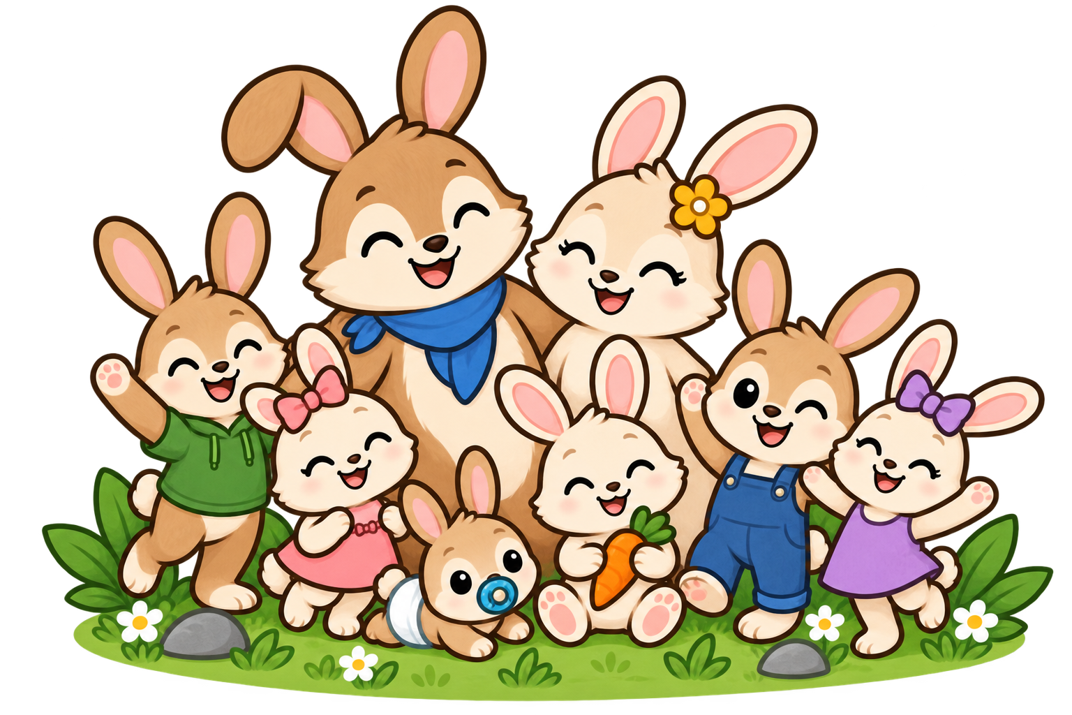Stock photo of a mother with her large family